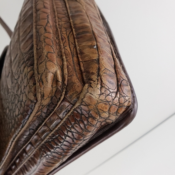 Brahmin Cognac Croc Embossed Leather Crossbody - Picture 8 of 14